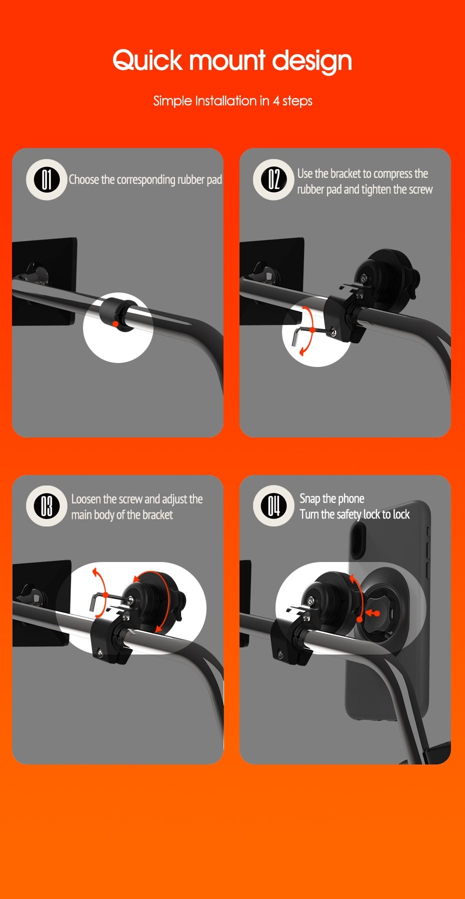 Motorcycle Electric Vehicle Phone Navigation Holder mounted on a rearview mirror, securely holding a smartphone.