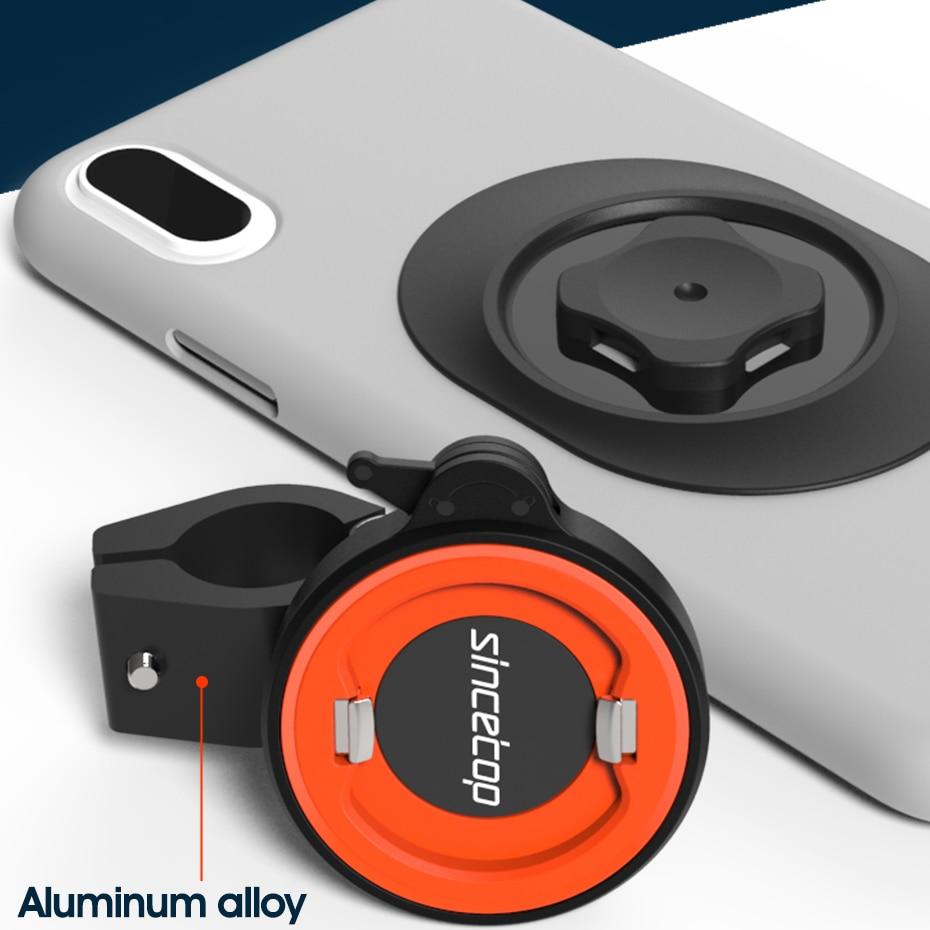 Motorcycle Electric Vehicle Phone Navigation Holder mounted on a rearview mirror, securely holding a smartphone.