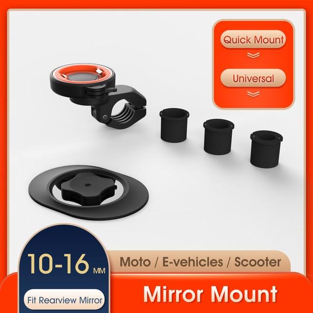 Motorcycle Electric Vehicle Phone Navigation Holder mounted on a rearview mirror, securely holding a smartphone.