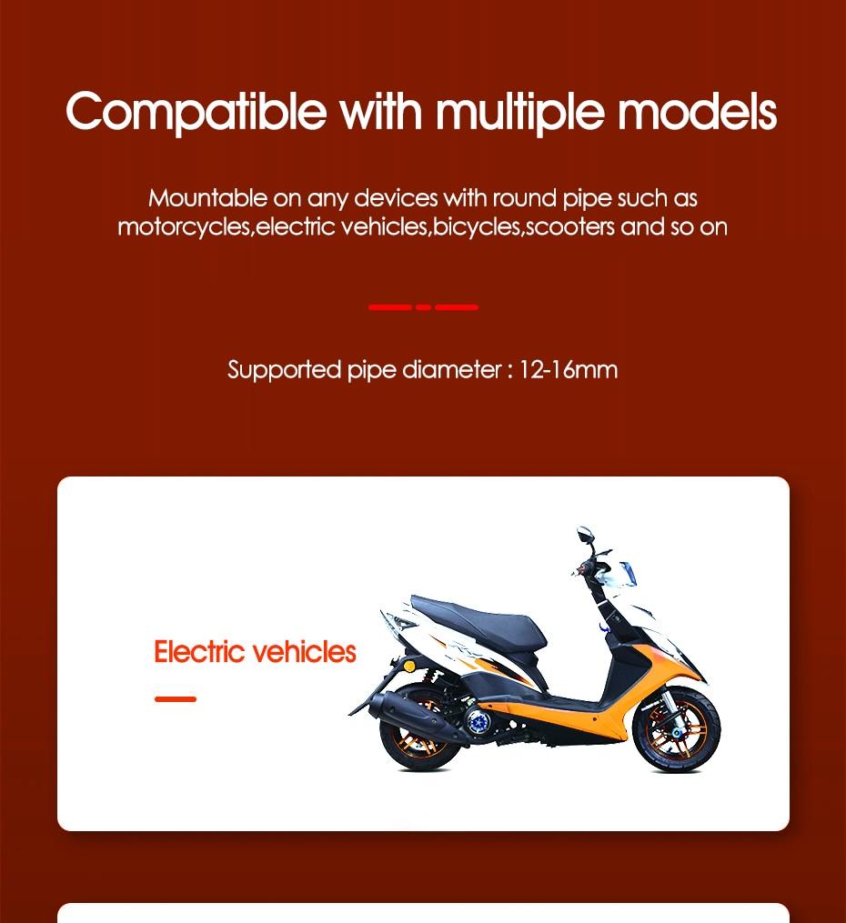 Motorcycle Electric Vehicle Phone Navigation Holder mounted on a rearview mirror, securely holding a smartphone.