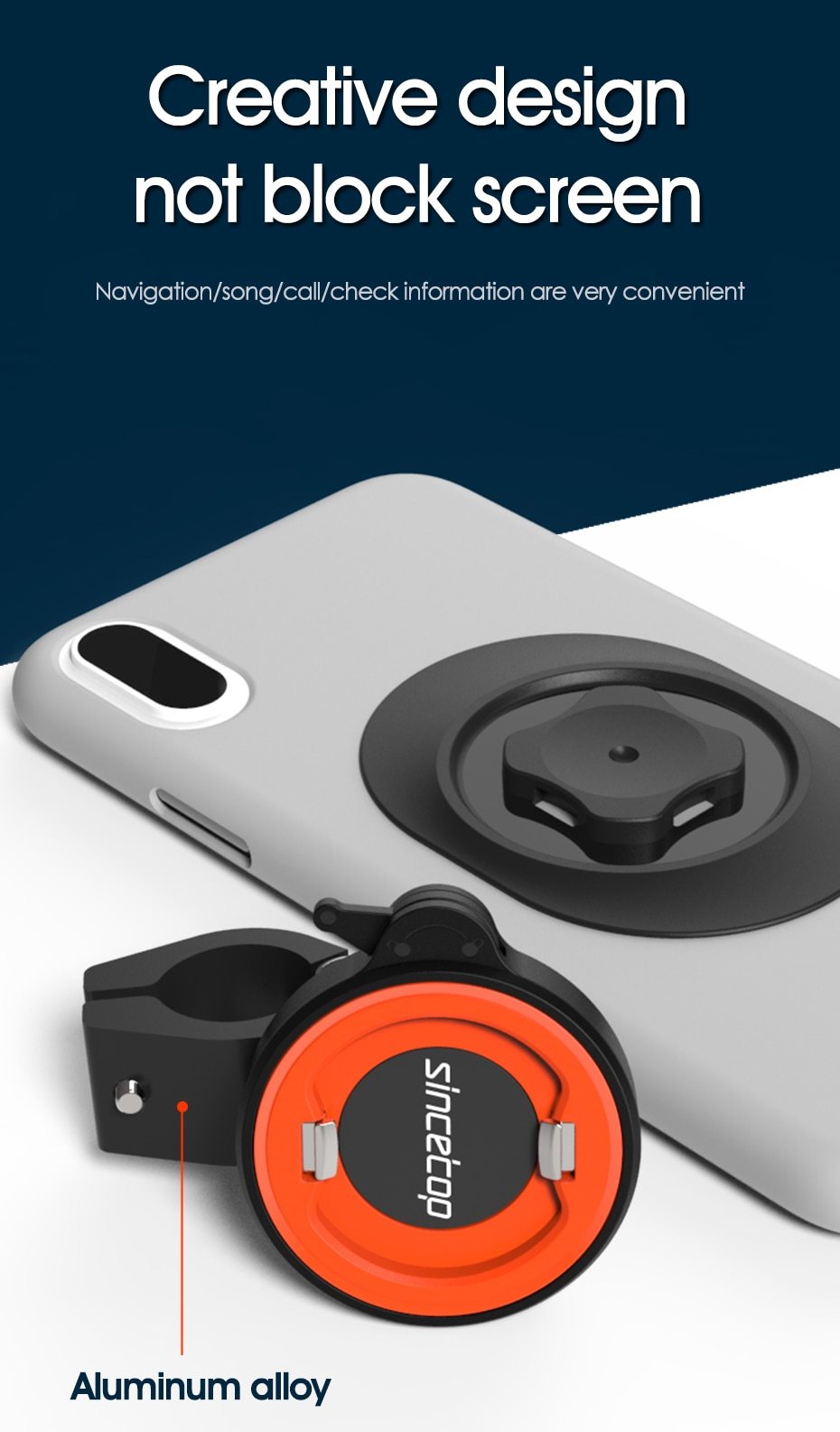 Motorcycle Electric Vehicle Phone Navigation Holder mounted on a rearview mirror, securely holding a smartphone.