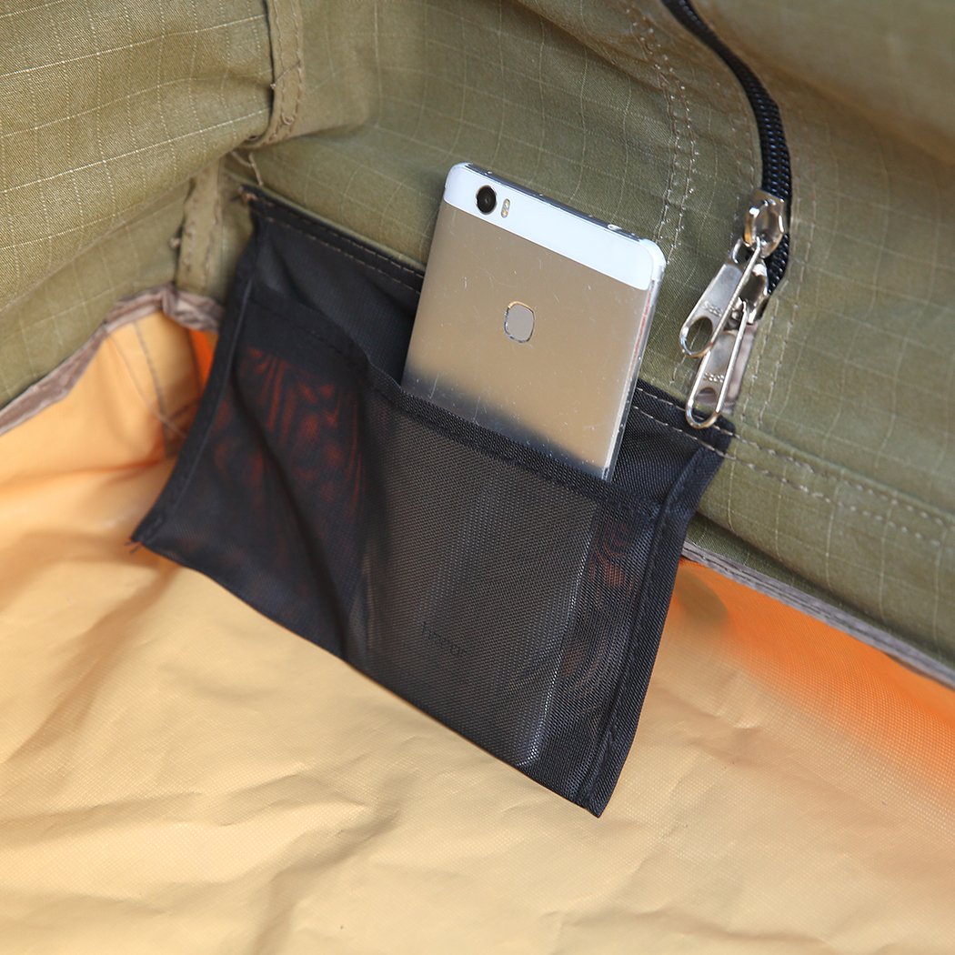 Mountview Double Swag Camping Swag in khaki color, showcasing its durable canvas material and spacious design for outdoor camping.