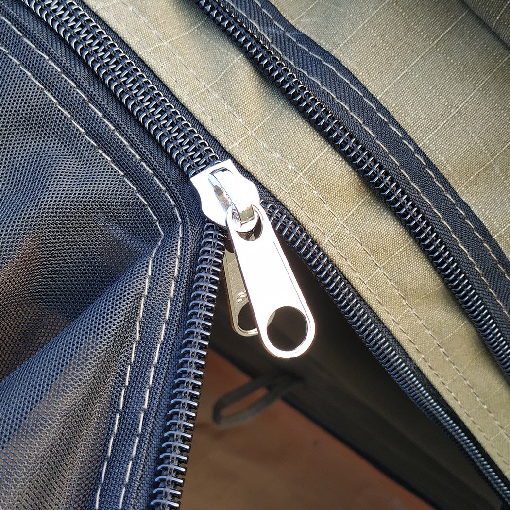 Mountview Double Swag Camping Swag in khaki color, showcasing its durable canvas material and spacious design for outdoor camping.