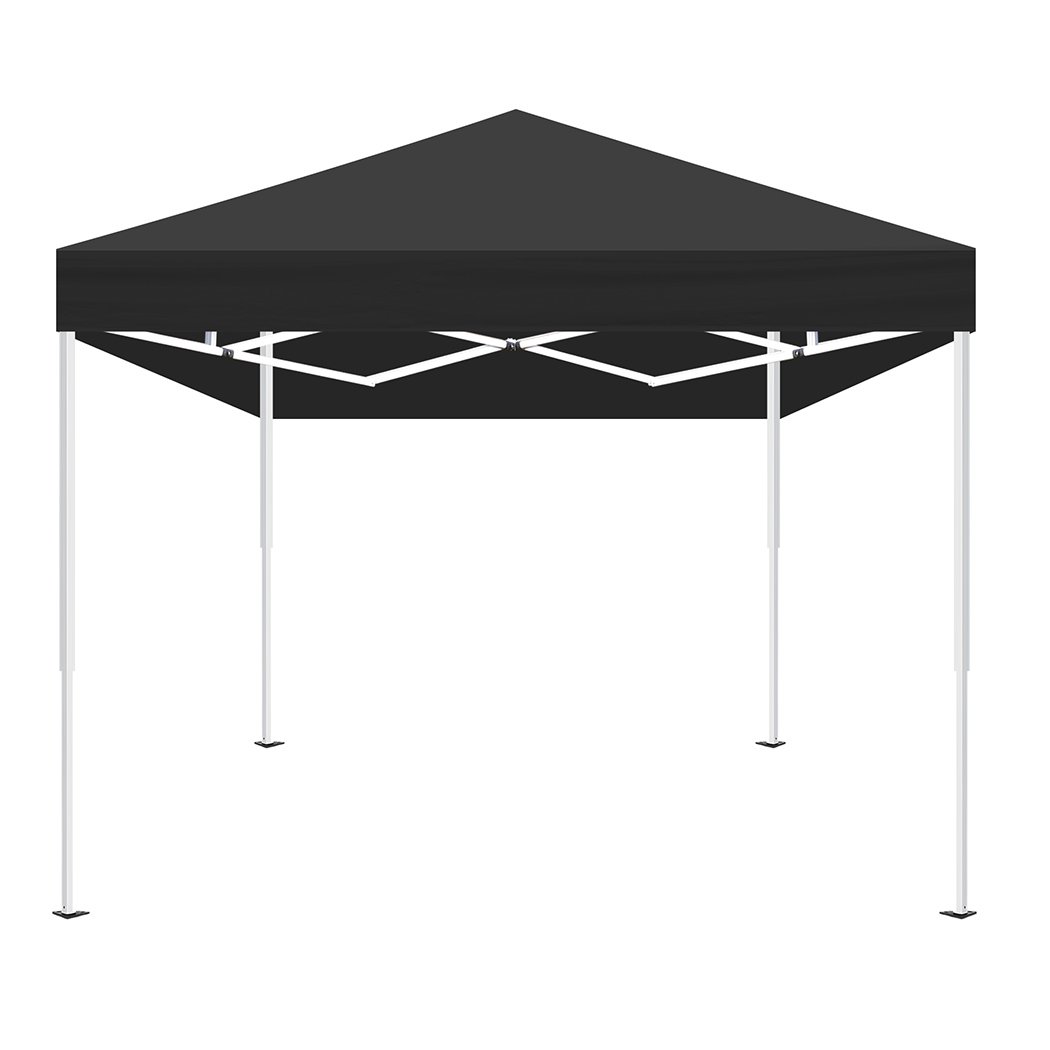 Mountview Gazebo Pop Up Marquee 3x3m with mesh side walls, ideal for outdoor events and weddings, showcasing its sturdy steel frame and waterproof fabric.