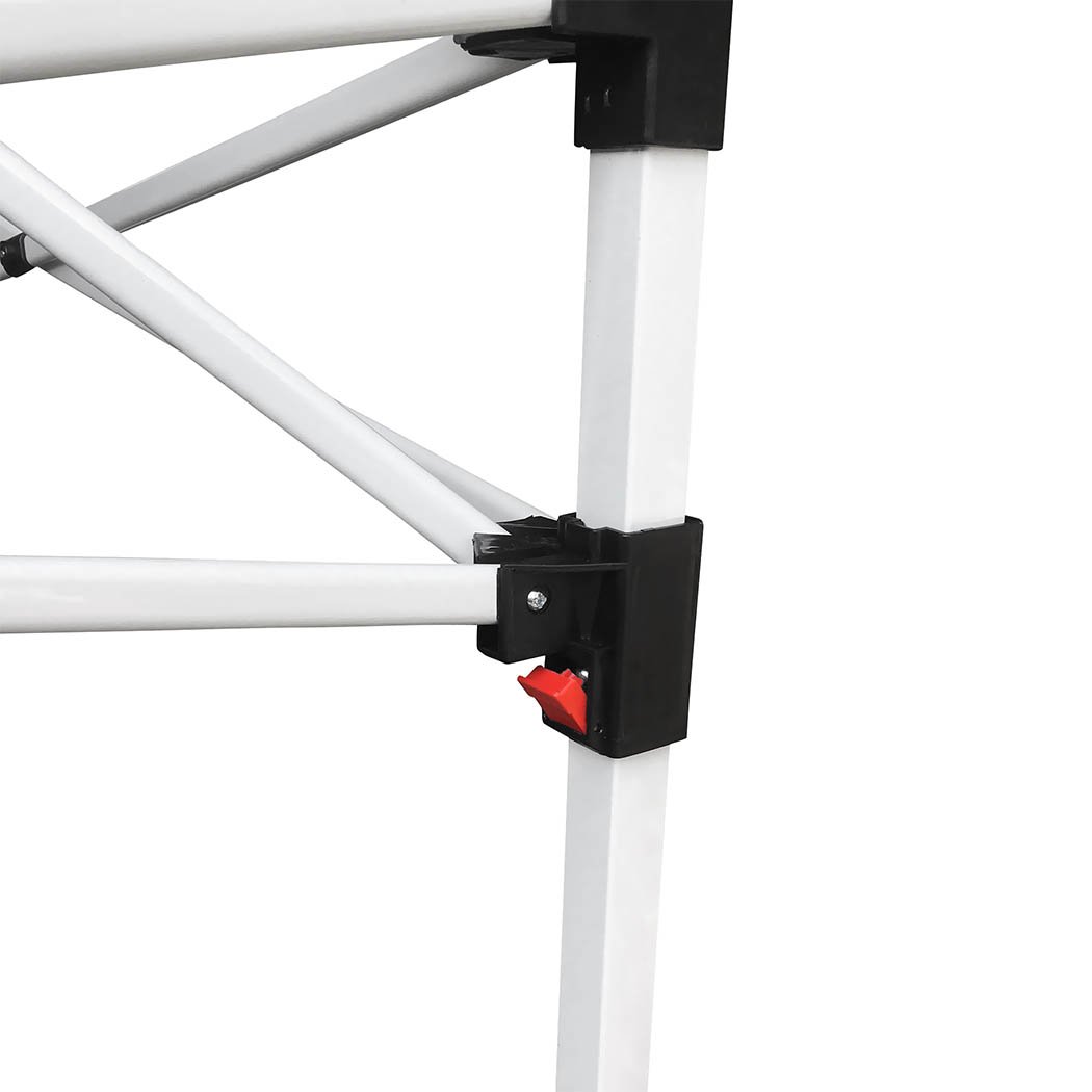 Mountview Gazebo Pop Up Marquee 3x3m with mesh side walls, ideal for outdoor events and weddings, showcasing its sturdy steel frame and waterproof fabric.