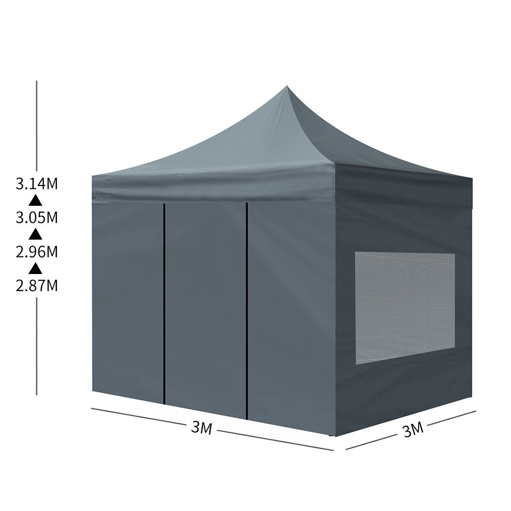 Mountview Gazebo Tent 3x3 featuring a sturdy steel frame and waterproof fabric, ideal for outdoor events and camping.