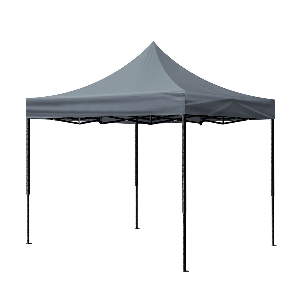 Mountview Gazebo Tent 3x3 with a sturdy steel frame and waterproof fabric, set up outdoors providing shade and protection.