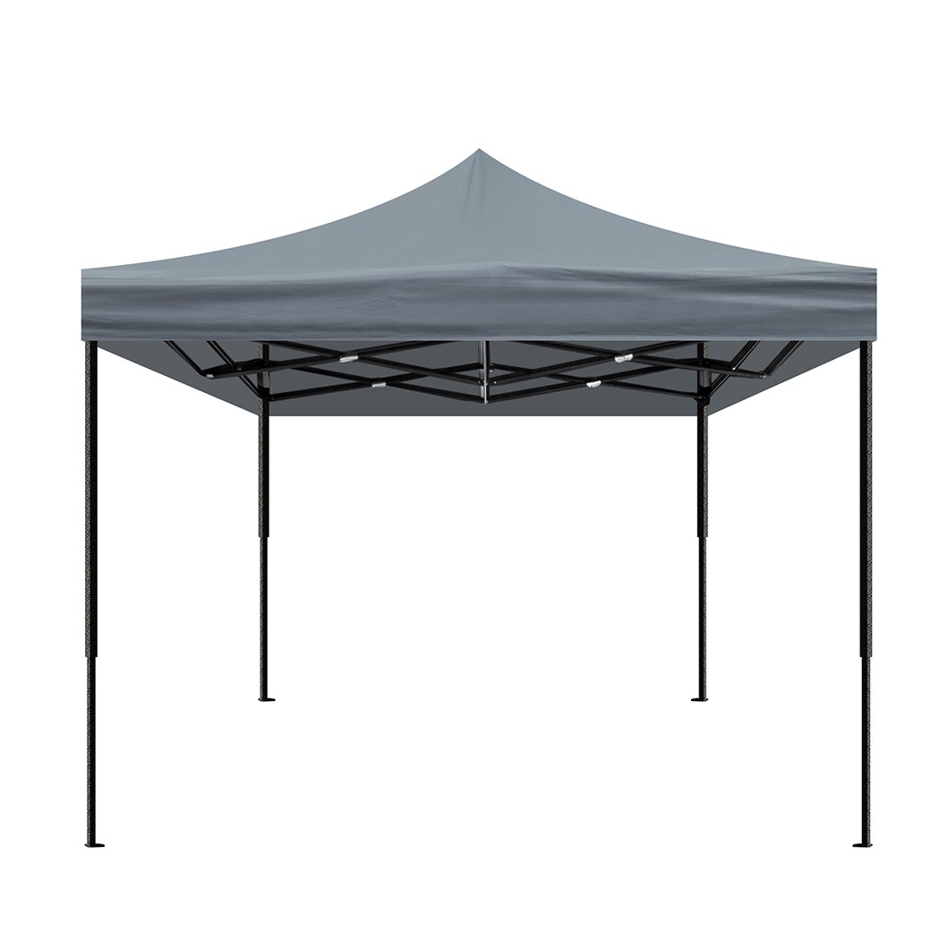 Mountview Gazebo Tent 3x3 with a sturdy steel frame and waterproof fabric, set up outdoors providing shade and protection.
