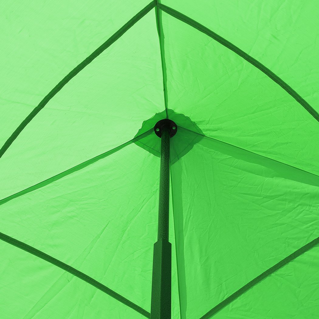 Mountview Gazebo Tent 3x6 with mesh side walls and green fabric, set up outdoors for shade and protection.