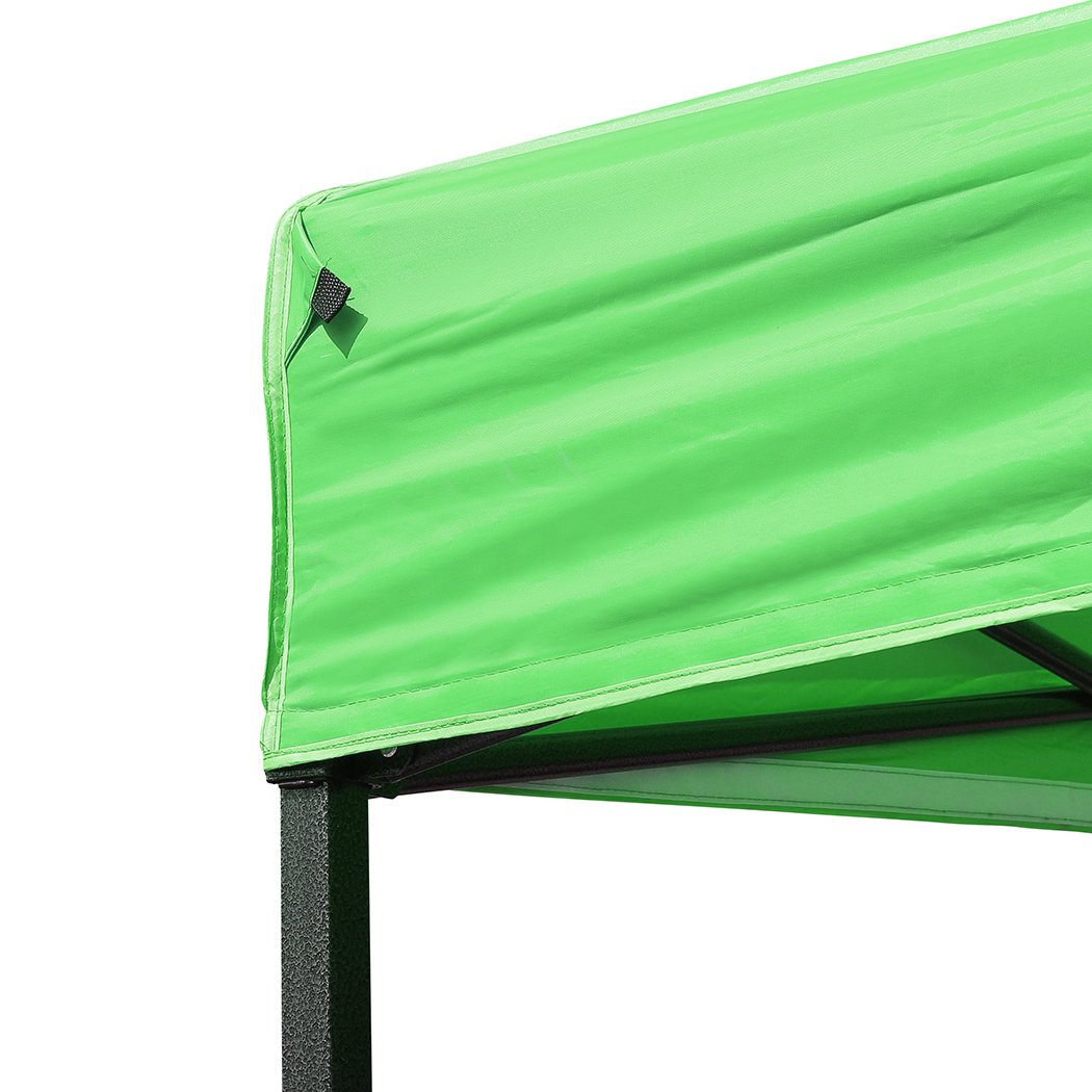 Mountview Gazebo Tent 3x6 with mesh side walls and green fabric, set up outdoors for shade and protection.