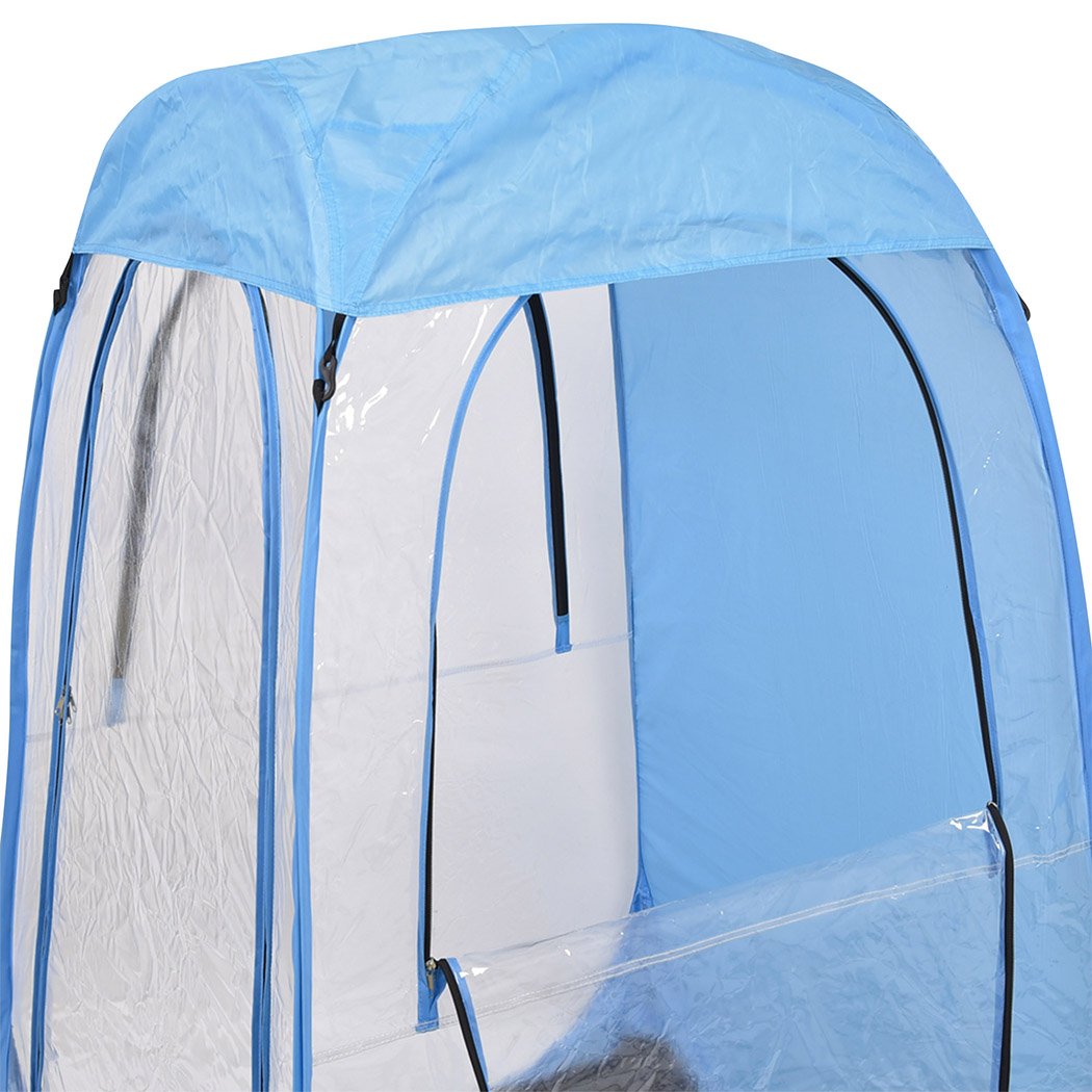 Mountview Pop Up Tent in blue color, showcasing its portable design and durable construction, ideal for camping and outdoor activities.