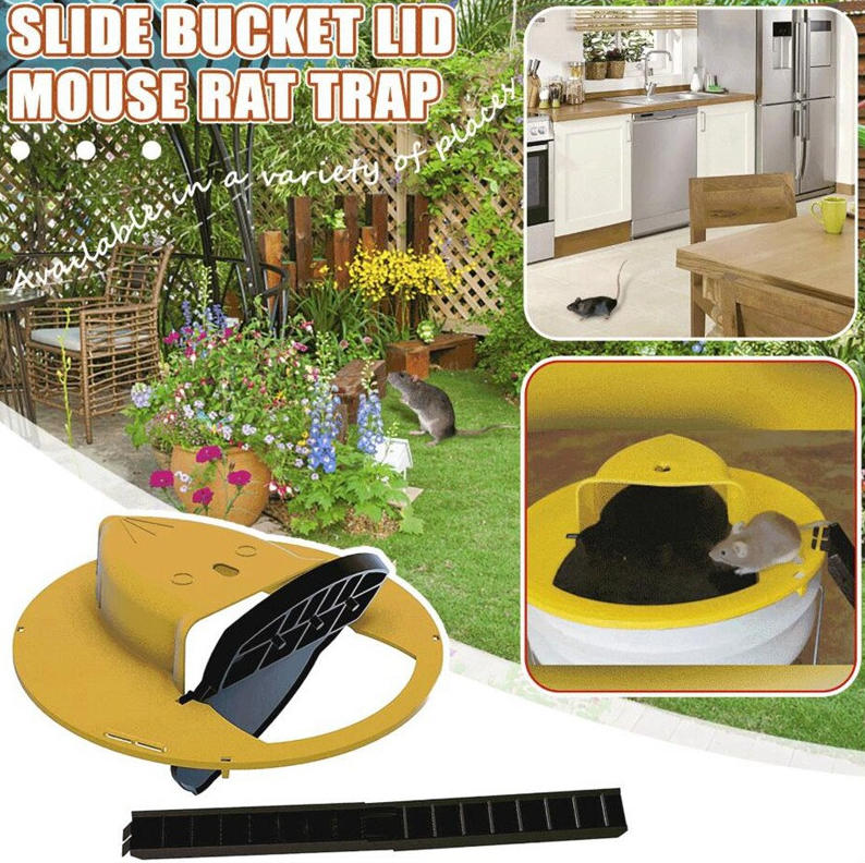 Mouse Rat Trap Flip & Slide designed for humane rodent capture, featuring a flip-top mechanism for easy use with a standard 5-gallon bucket.