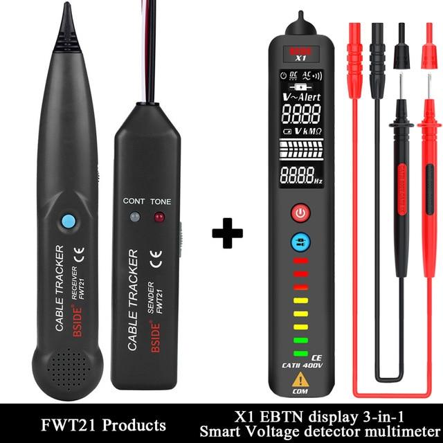 MS6812 Cable Tracker Tester with display and connectors for LAN, UTP, STP, and telephone wire tracing.