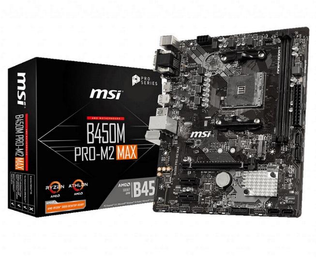 MSI B450M PRO-M2 MAX AMD M-ATX Motherboard with multiple ports and slots for enhanced connectivity and performance.