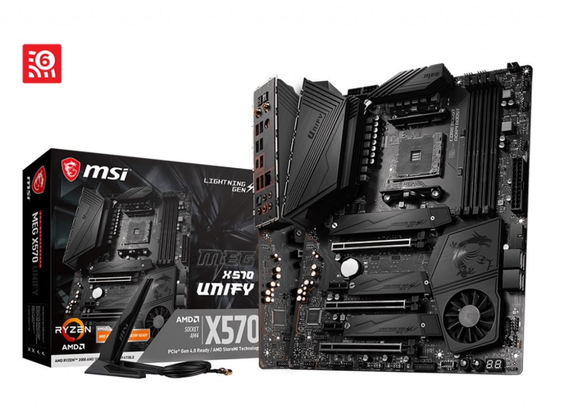 MSI MEG X570 UNIFY PRO Ryzen AM4 ATX motherboard showcasing its advanced features and sleek design.