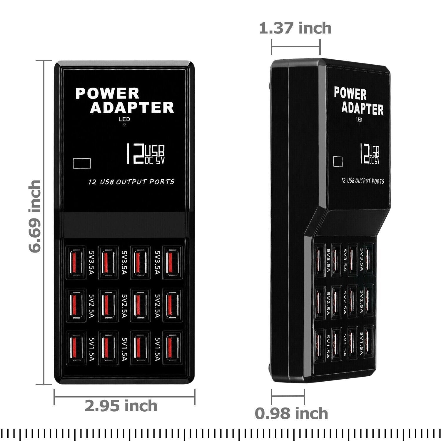 Multi 12 Port USB Charging Station Hub with multiple USB ports for charging various devices simultaneously.