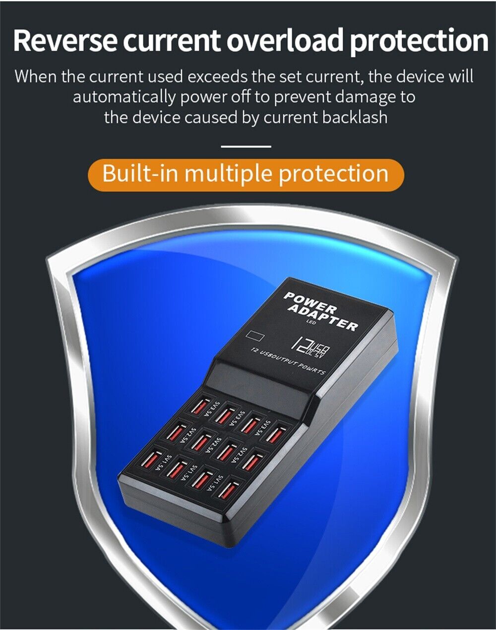 Multi 12 Port USB Charging Station Hub with multiple USB ports for charging various devices simultaneously.