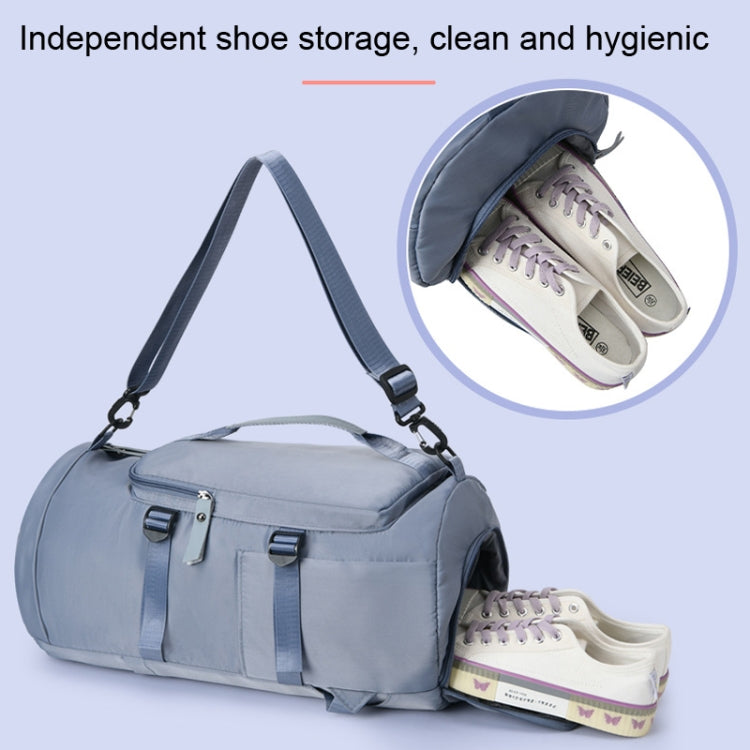 Multifunctional travel backpack with large capacity, featuring independent shoe compartment and water-repellent Oxford cloth material.