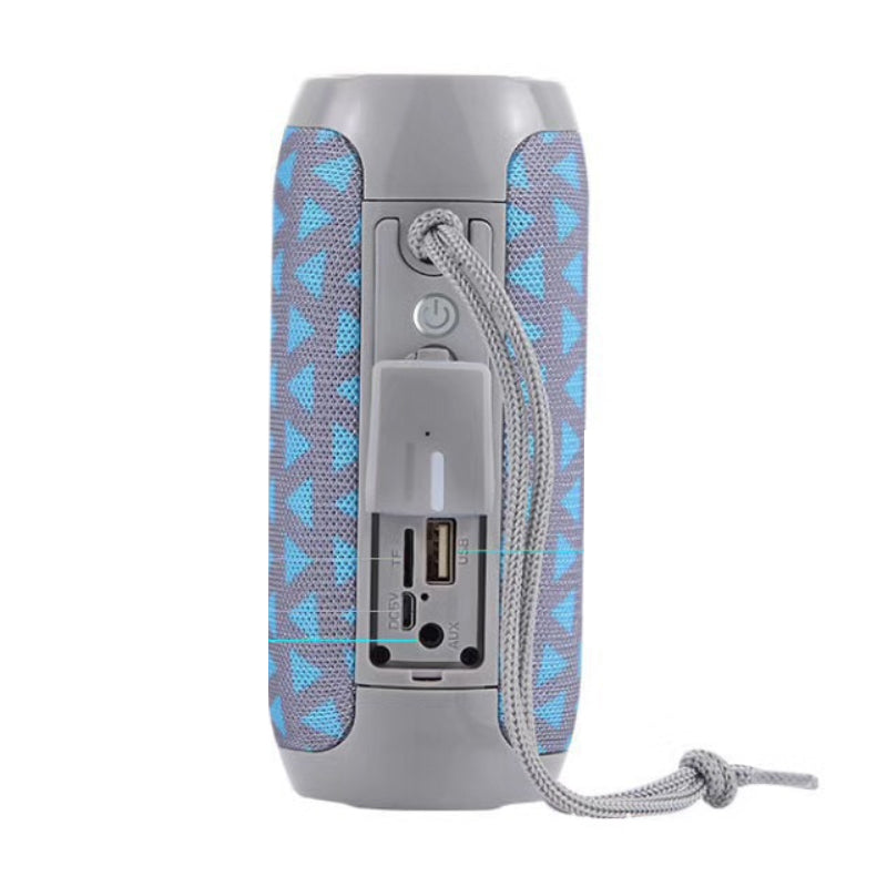 Music Manager Bluetooth Speaker and Subwoofer in various stylish prints, showcasing its portable design and built-in subwoofer.