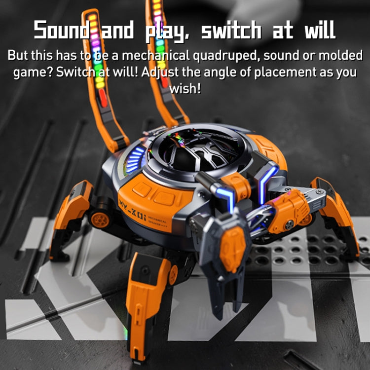 MY-301 Mechanical RGB Light TWS Wireless Bluetooth Speaker in vibrant orange color with RGB lighting effects.