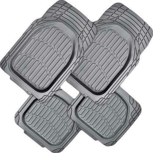 MYSTIC 4-Piece Car Mat set in grey rubber, featuring deep dish design and anti-slip backing, ideal for 4x4 vehicles.