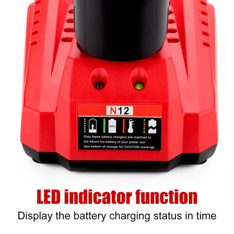 N12 Fast Charger for Milwaukee 10.8/12V Lithium Batteries with LED Indicator and Fireproof Material