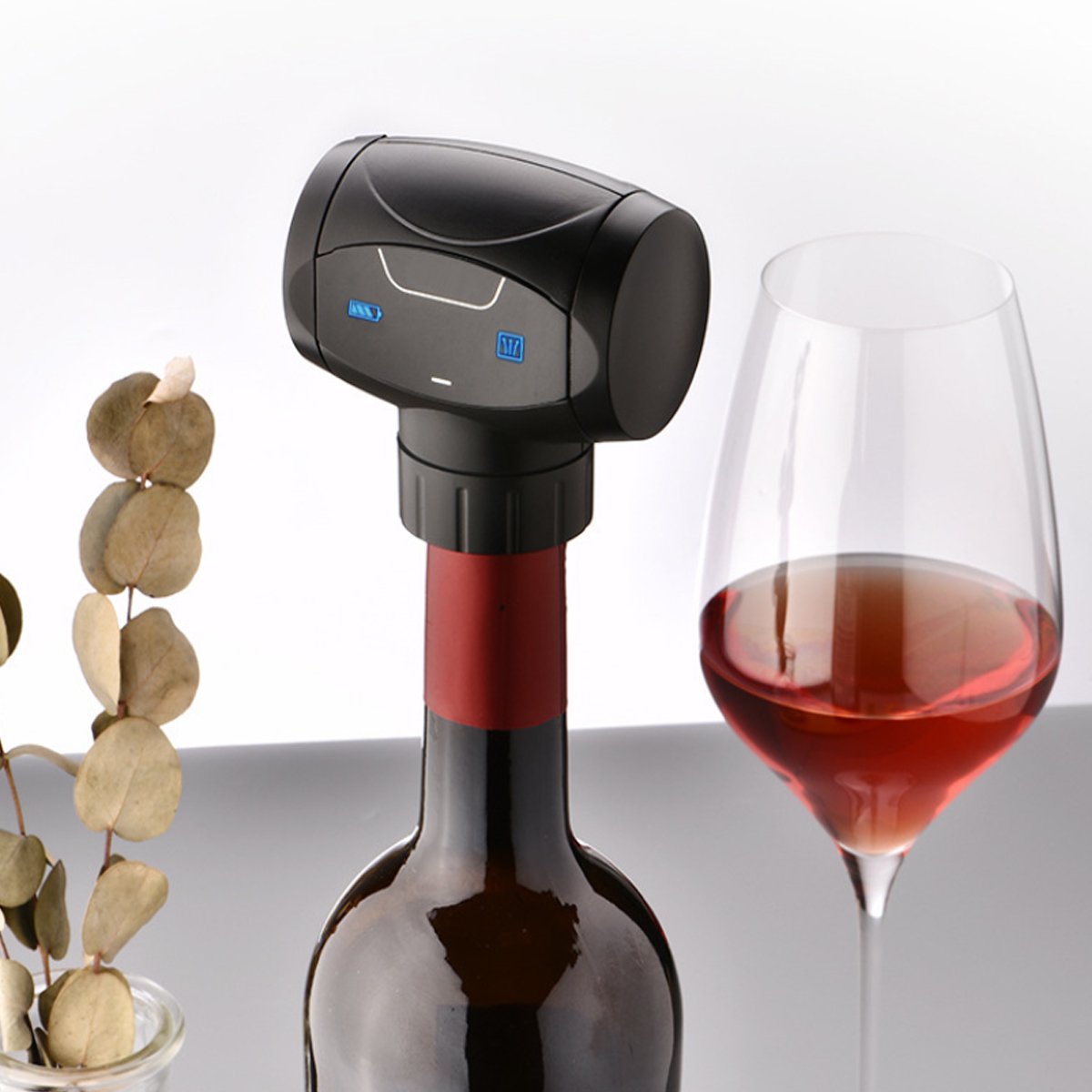 Napa King Auto Vacuum Wine Preserver Saver Cap in sleek design, preserving wine freshness.