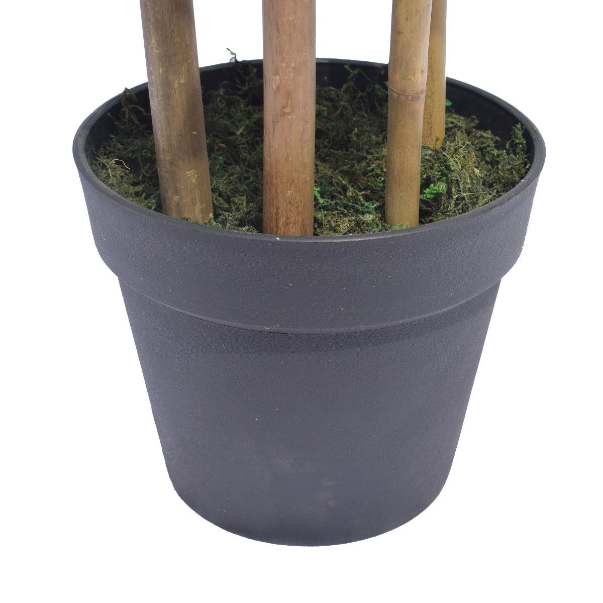 A 150cm tall Natural Bamboo Trunk with realistic green leaves in a stylish pot, perfect for indoor decoration.