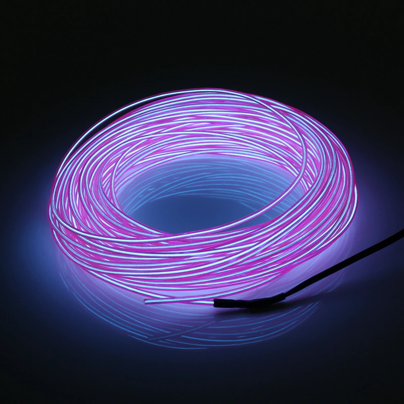 Neon LED Light Glow EL Wire String Strip in various colors, showcasing flexibility and vibrant illumination for decoration.