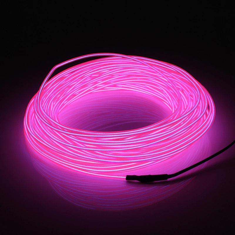 Neon LED Light Glow EL Wire String Strip in various colors, showcasing flexibility and vibrant illumination for decoration.