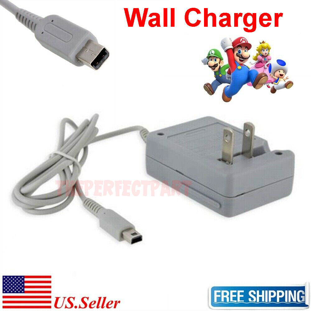 New AC Adapter Home Wall Charger Cable for Nintendo DSi, 2DS, and 3DS, featuring foldaway prongs and intelligent charging technology.