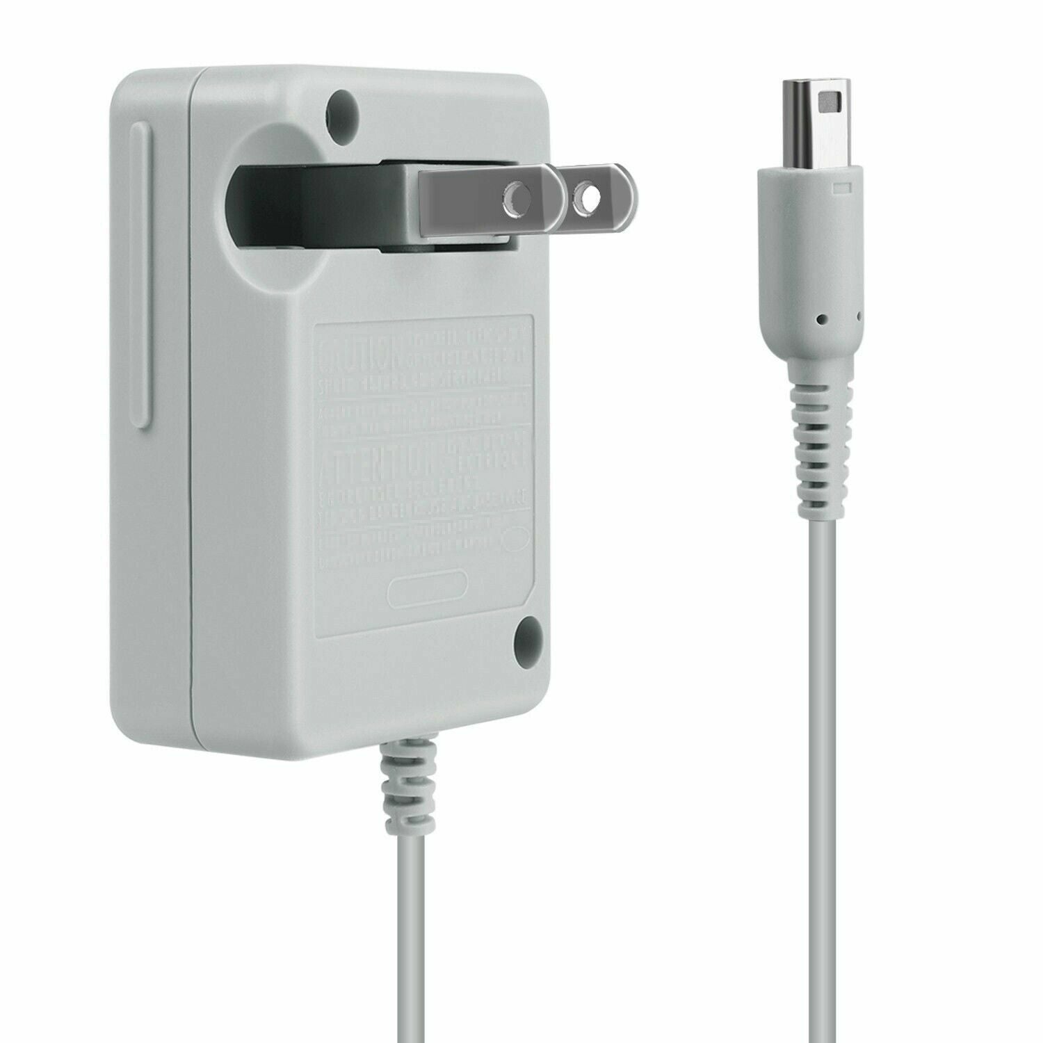 New AC Adapter Home Wall Charger Cable for Nintendo DSi, 2DS, and 3DS, featuring foldaway prongs and intelligent charging technology.
