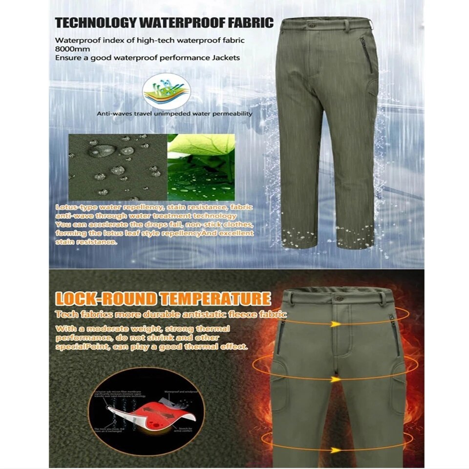 Men's tactical softshell camouflage hiking jacket, showcasing waterproof and windproof features, ideal for outdoor activities.