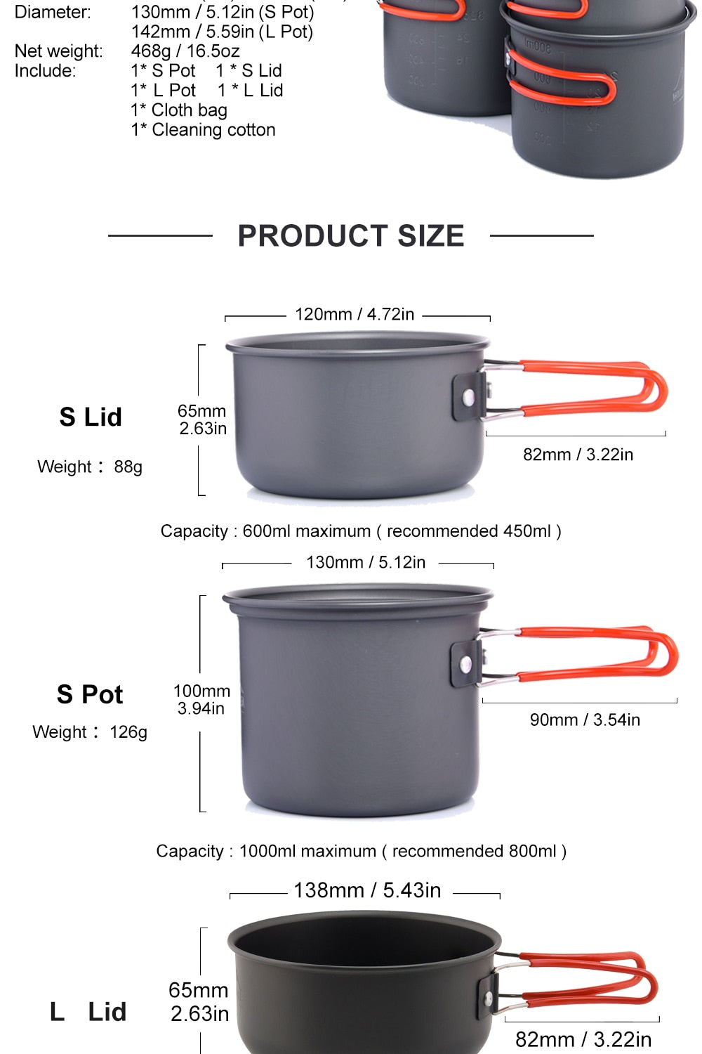 Non-stick pots and pans set for outdoor cooking, featuring aluminum alloy material and a heart-shaped design, ideal for camping and hiking.