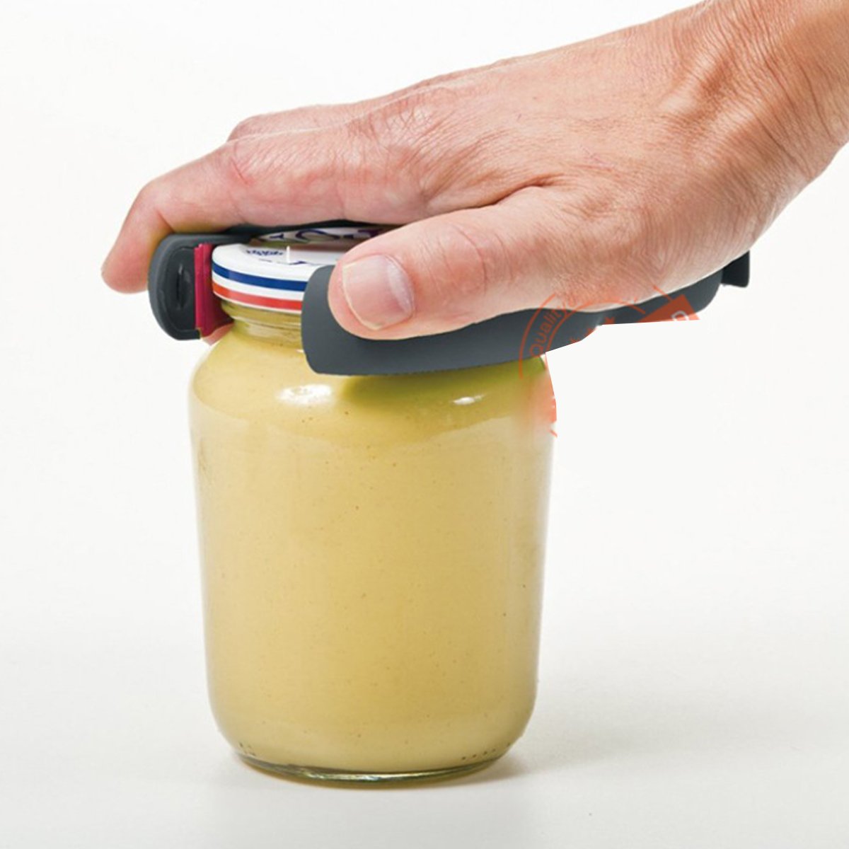 A No-Slip Grip 6 in 1 Opener showcasing its ergonomic design and anti-skid rubber material, perfect for opening jars, cans, and bottles.