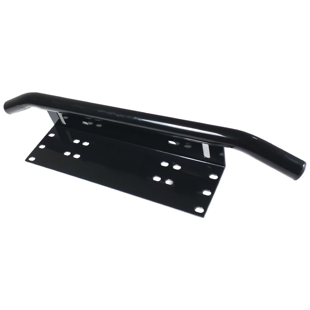 Number Plate Frame BullBar Mount Bracket for car driving lights, featuring a black coat finish and durable aluminum construction.