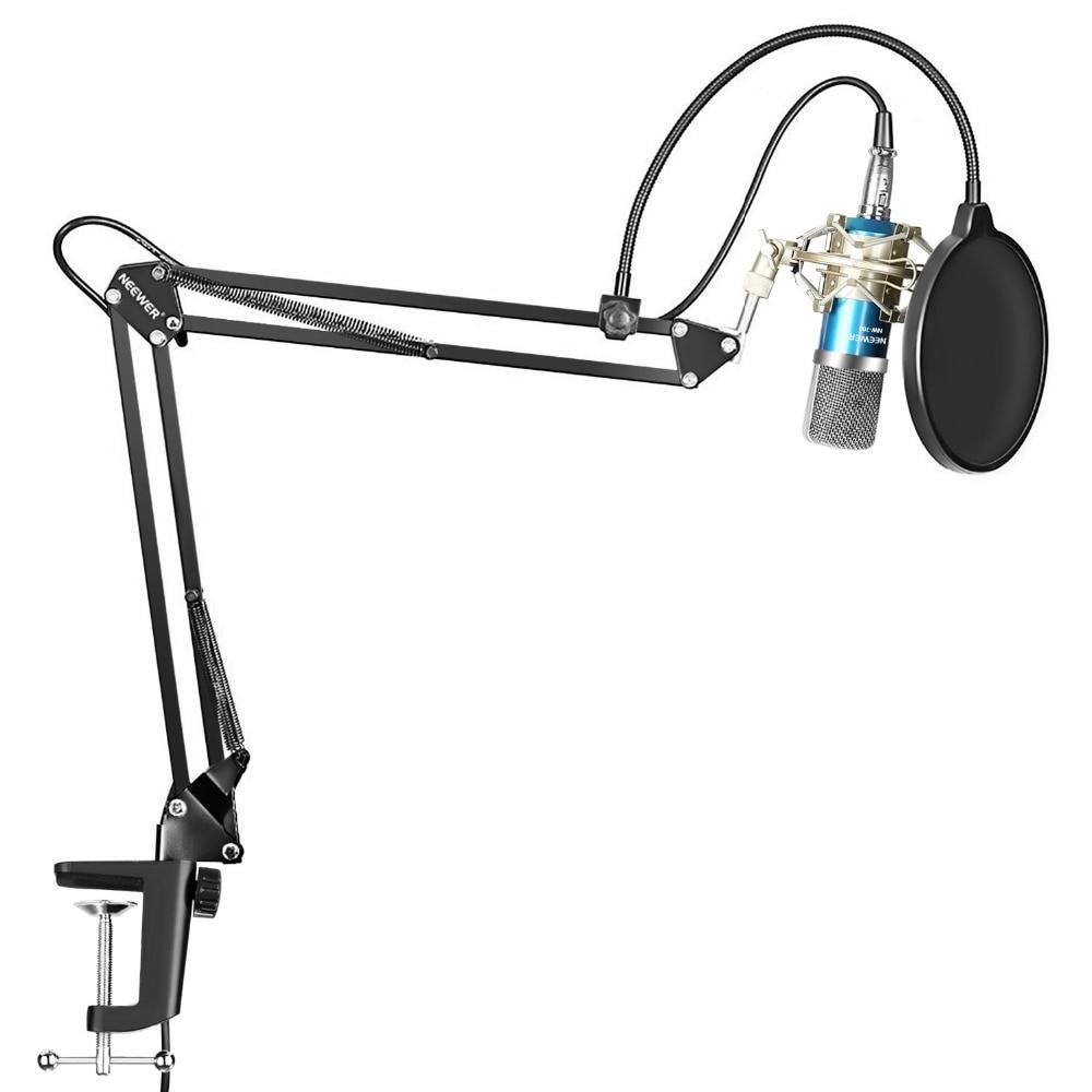 NW-700 Studio Condenser Microphone Kit with stand, designed for PC, karaoke, and YouTube recording, showcasing its sleek design and professional features.