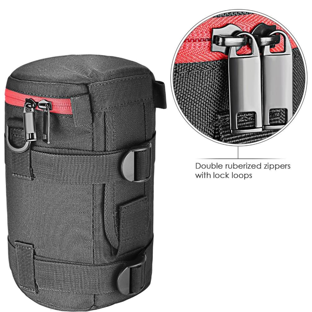 NW-L2040-R Portable Thick Padded Water Resistant Nylon Lens Pouch Bag designed for 18-300MM lenses, featuring a durable nylon exterior and padded interior.