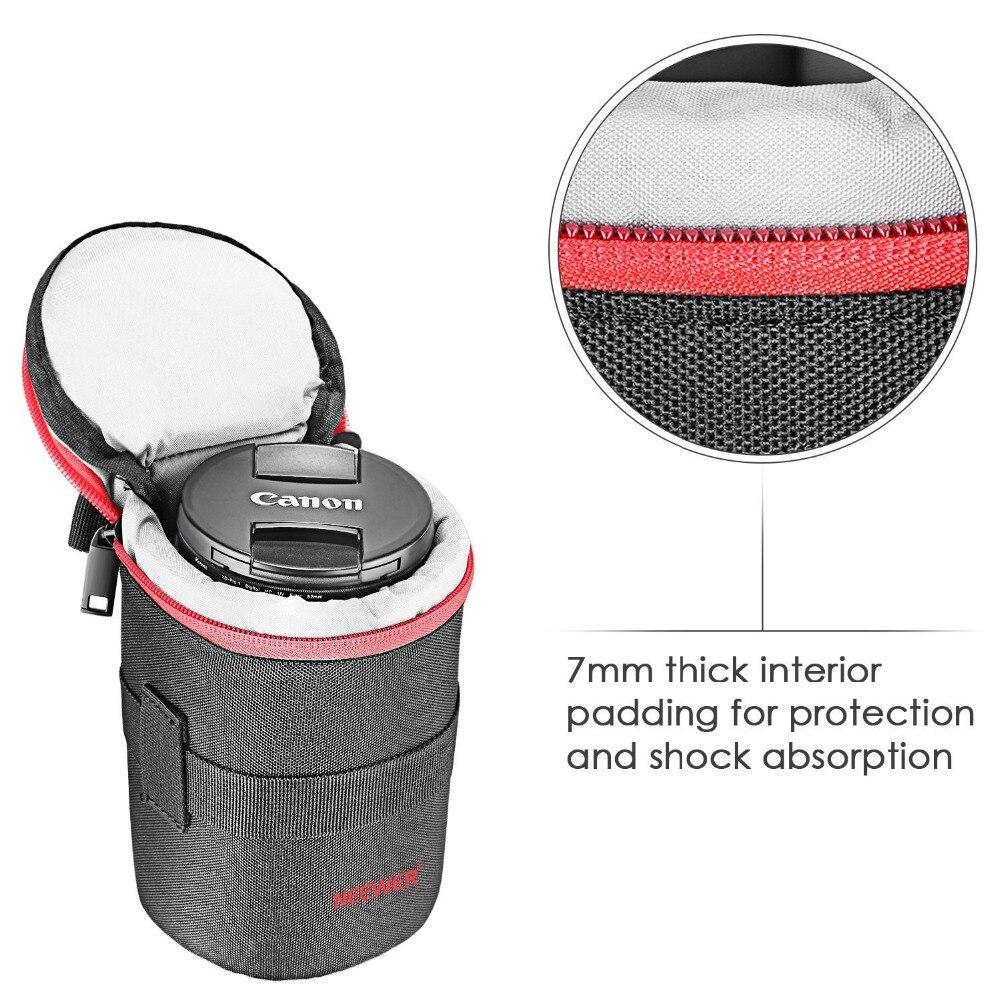NW-L2040-R Portable Thick Padded Water Resistant Nylon Lens Pouch Bag designed for 18-300MM lenses, featuring a durable nylon exterior and padded interior.