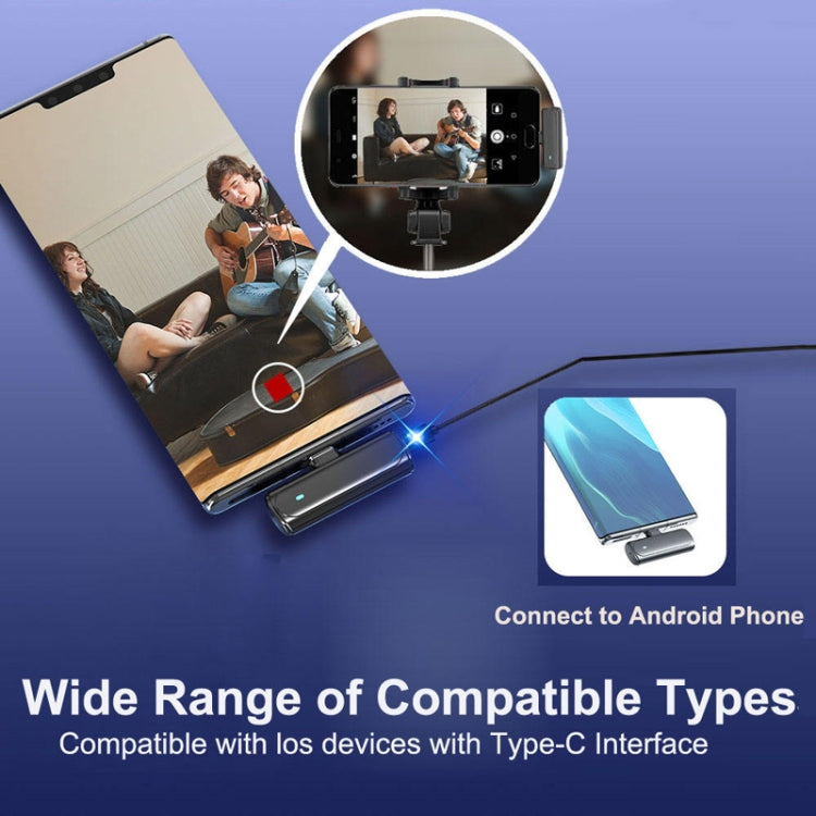 One To Two Outdoor Recording Lavalier Microphone with charging compartment, showcasing its compact design and wireless features.