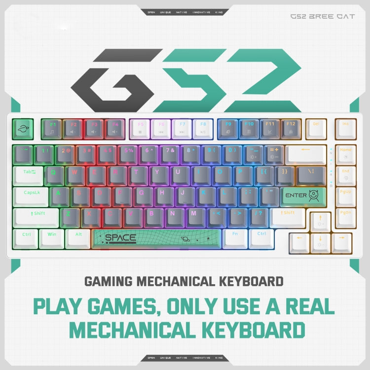 ONIKUMA G52 RGB Mechanical Keyboard with 82 keys, featuring brown switches and vibrant lighting effects, ergonomically designed for comfort.