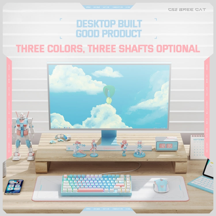 ONIKUMA G52 RGB Mechanical Keyboard with 82 keys, featuring brown switches and vibrant lighting effects, ergonomically designed for comfort.