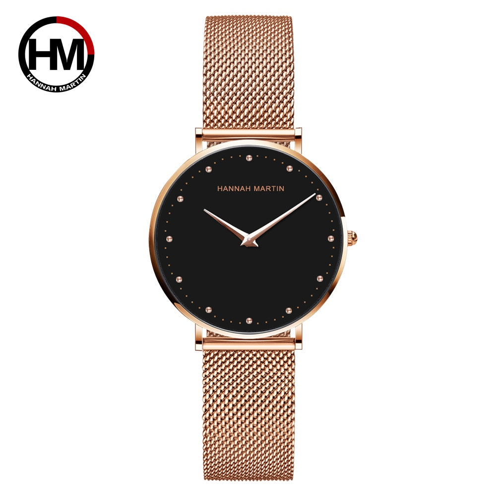 Original Quartz Waterproof Ladies Watch with stainless steel mesh band and round alloy case, showcasing its elegant design.