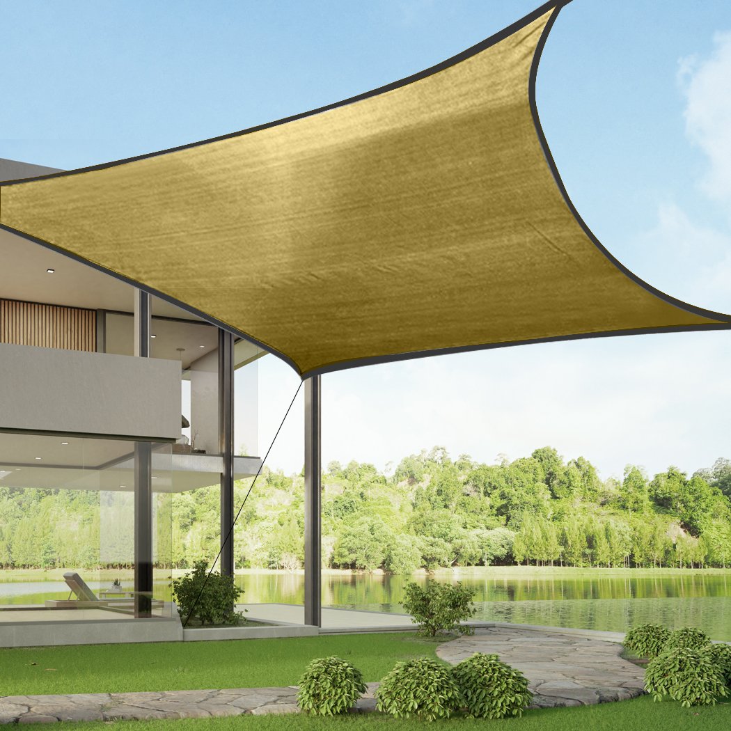 Outdoor awning cloth sun shade sail in charcoal color, providing UV protection and breathable coverage for patios and pools.