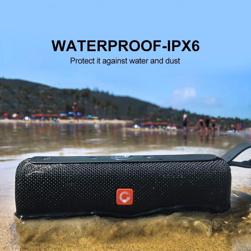 Outdoor Bluetooth speaker with waterproof design, portable and compact for outdoor use, featuring built-in microphone and Bluetooth connectivity.