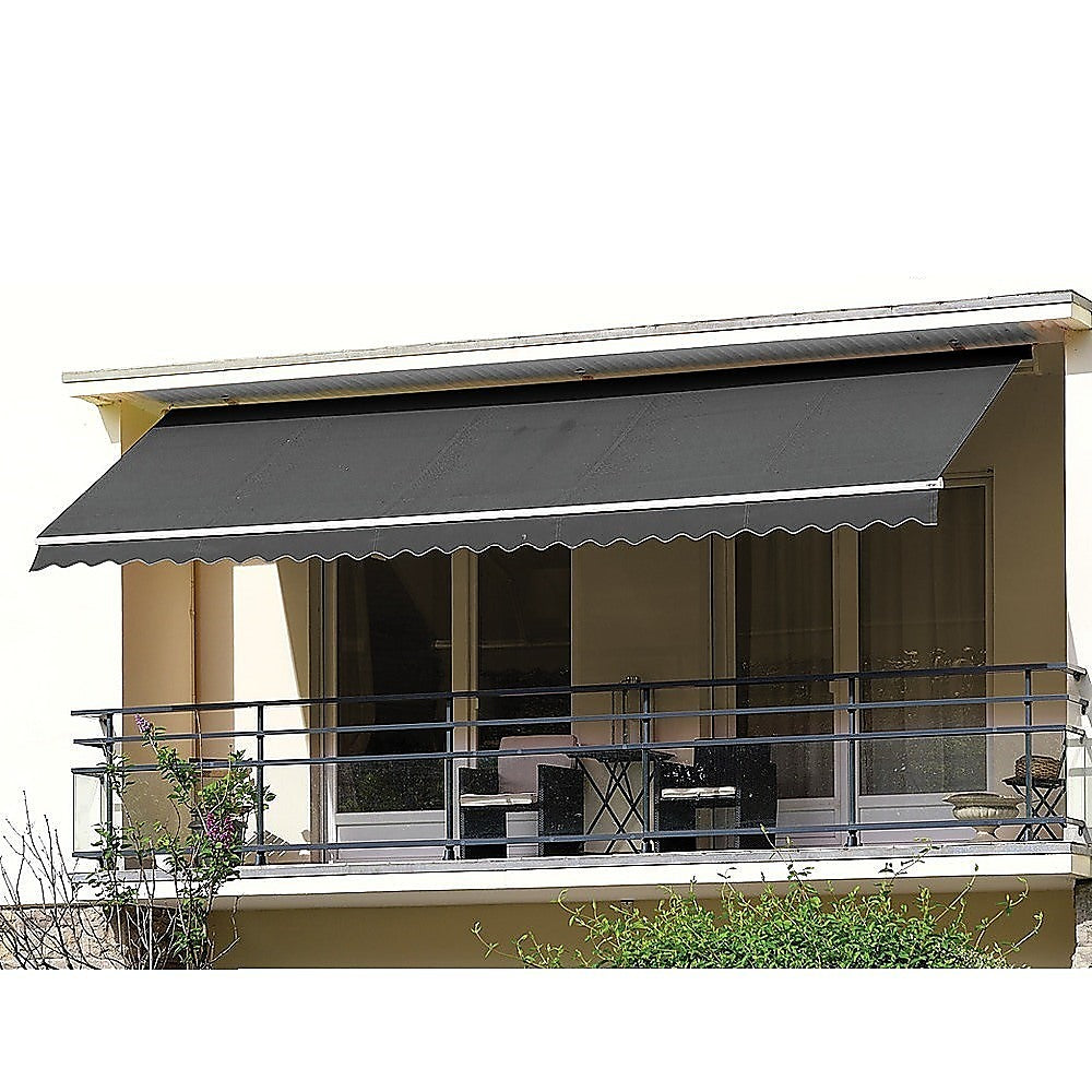 Outdoor Folding Arm Awning Retractable Sunshade Canopy in grey, measuring 4.0m x 3.0m, showcasing its durable frame and high-quality fabric.