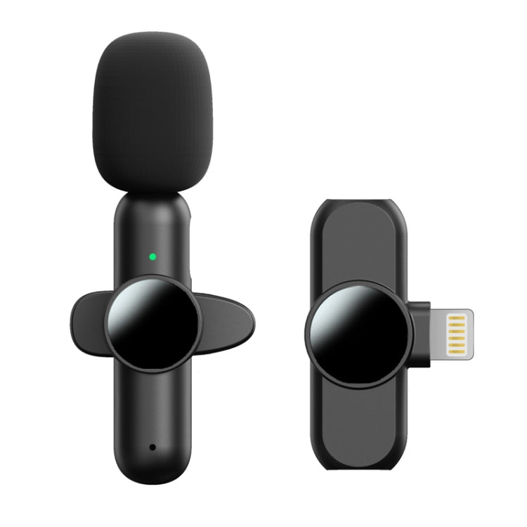 Outdoor Live Radio Lavalier Microphone in a compact design, showcasing its wireless capabilities and sleek appearance.