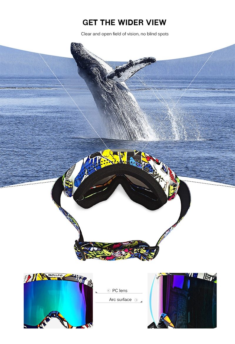 Outdoor Motorcycle Goggles with UV400 protection, designed for cycling, skiing, and off-road sports, featuring a multi-colored frame and anti-glare lenses.