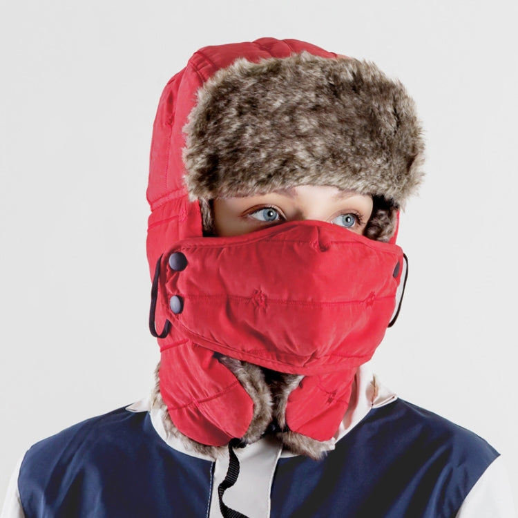 Outdoor Protect Face Neck Mask Hat in peach skin velvet with kitten embroidery, designed for winter activities like skiing and riding.