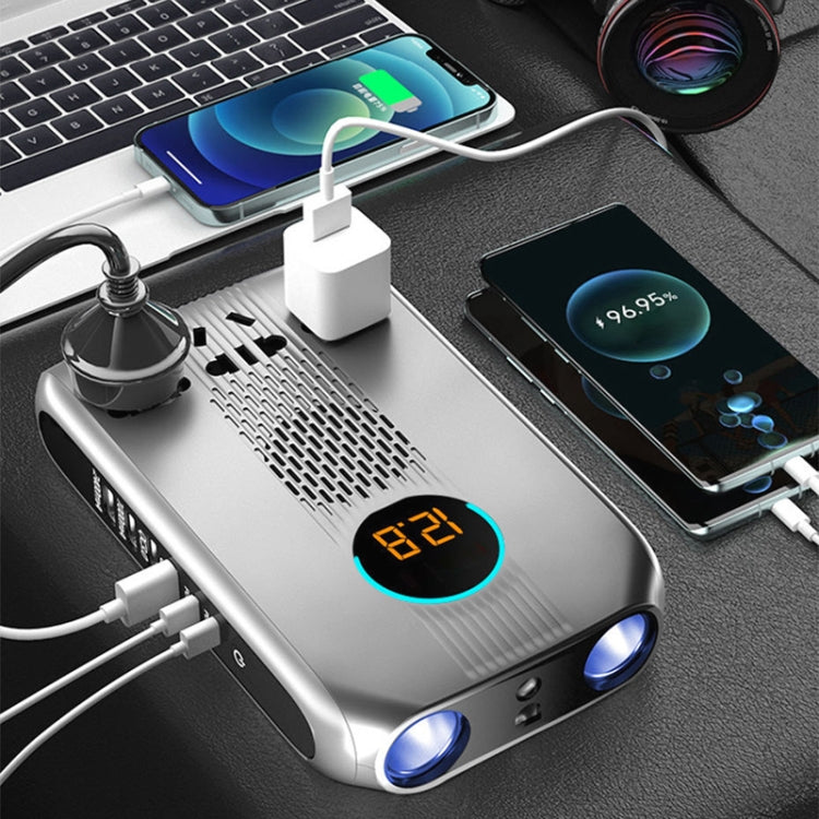 Ozio K30-S 12V 300W Smart Car LED Digital Display Power Inverter with multiple ports and LED screen.